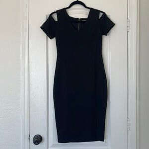 Express black cut out shoulder midi dress